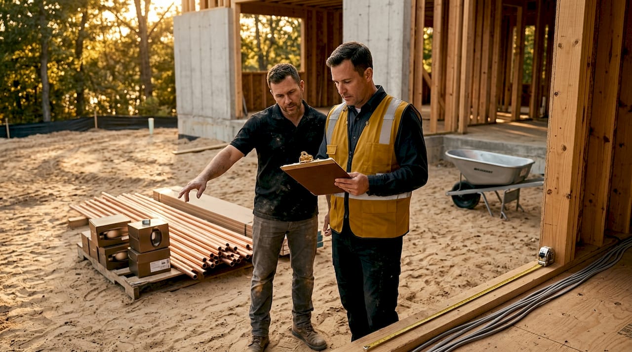 Supervisor and subcontractor discuss construction challenge