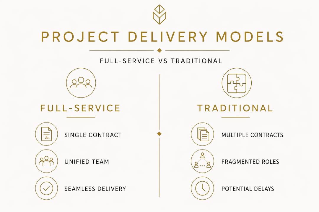 Infographic comparing full-service and traditional construction features