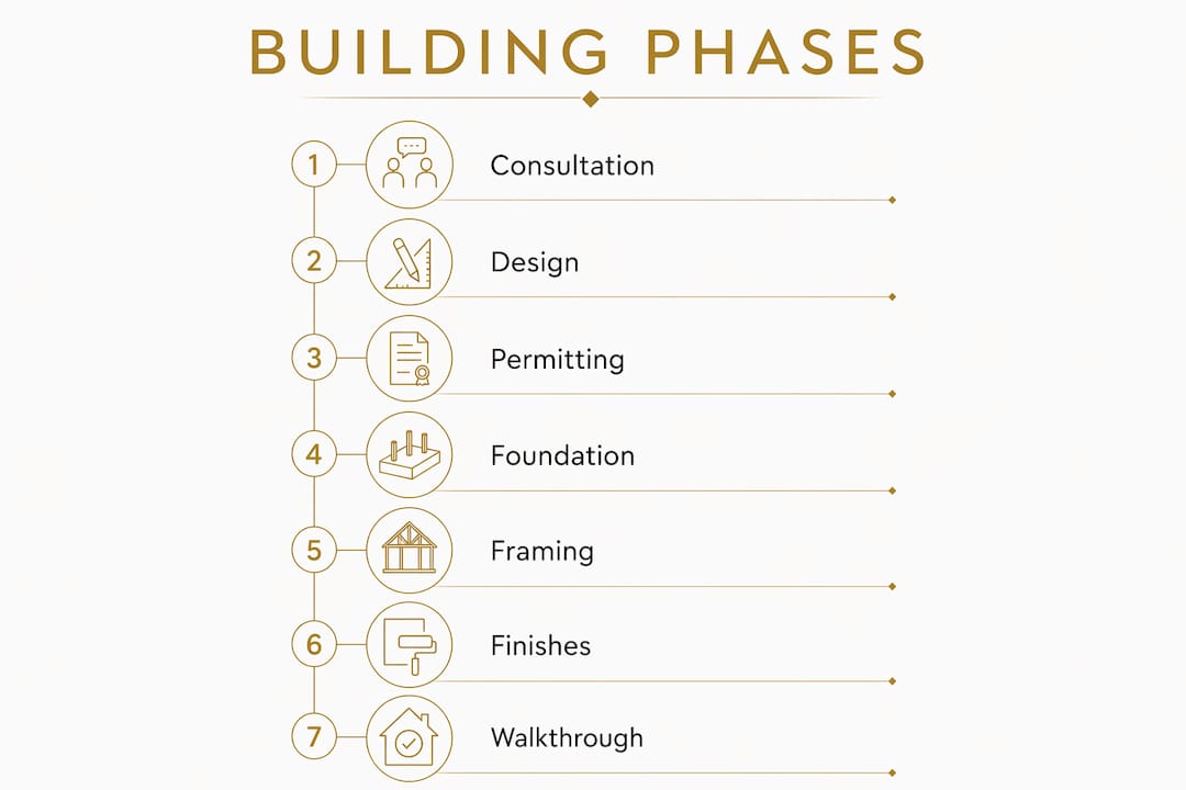 Infographic showing luxury home building phases