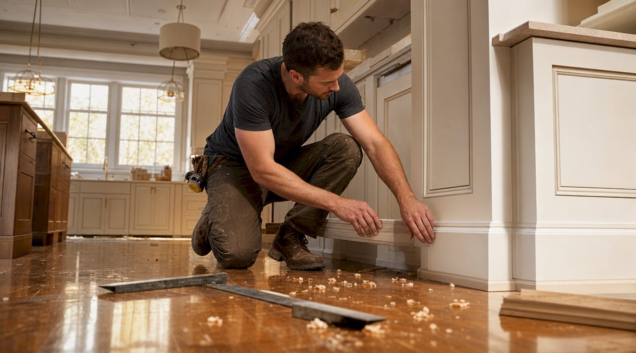 Craftsman installing luxury home millwork