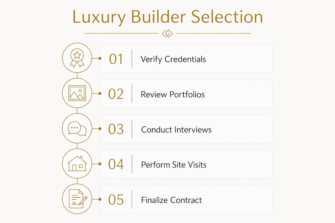 Infographic showing luxury builder selection steps