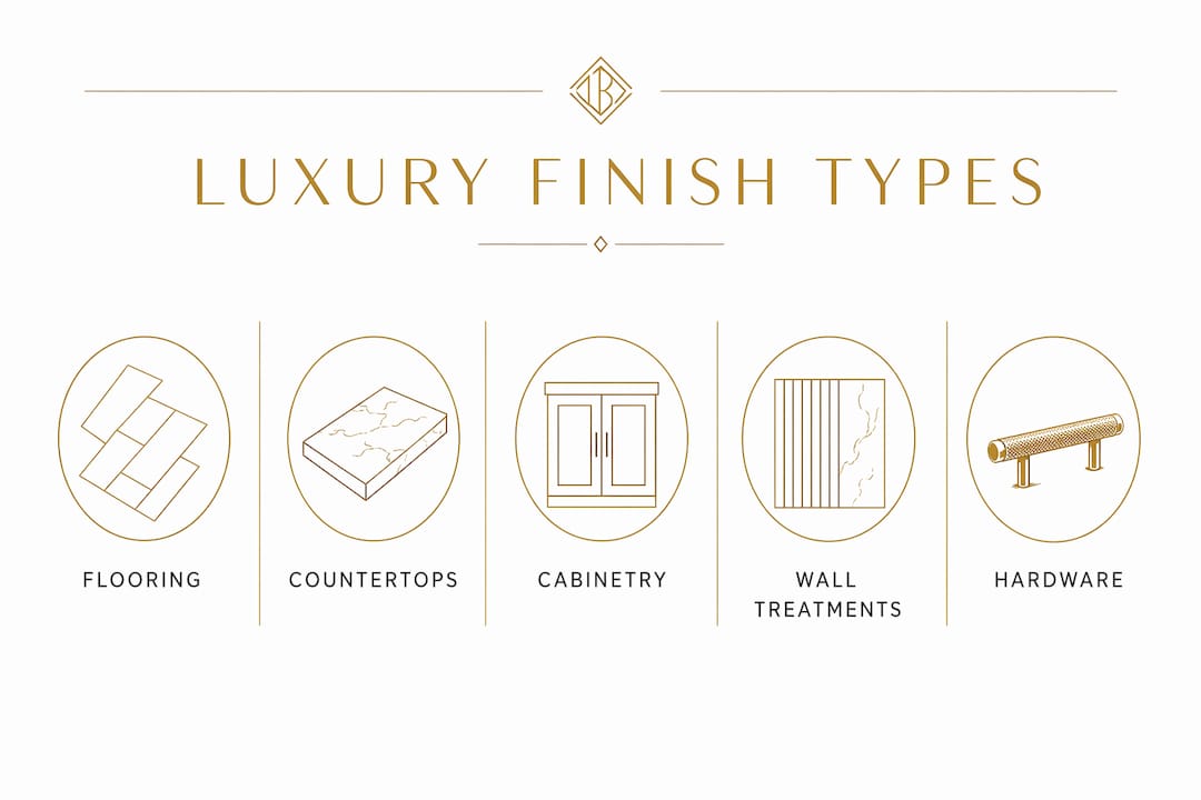 Infographic illustrating categories of luxury home finishes
