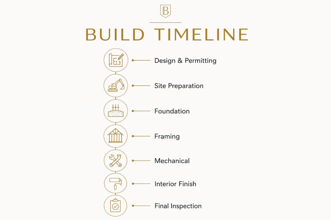 Infographic showing custom home build phases