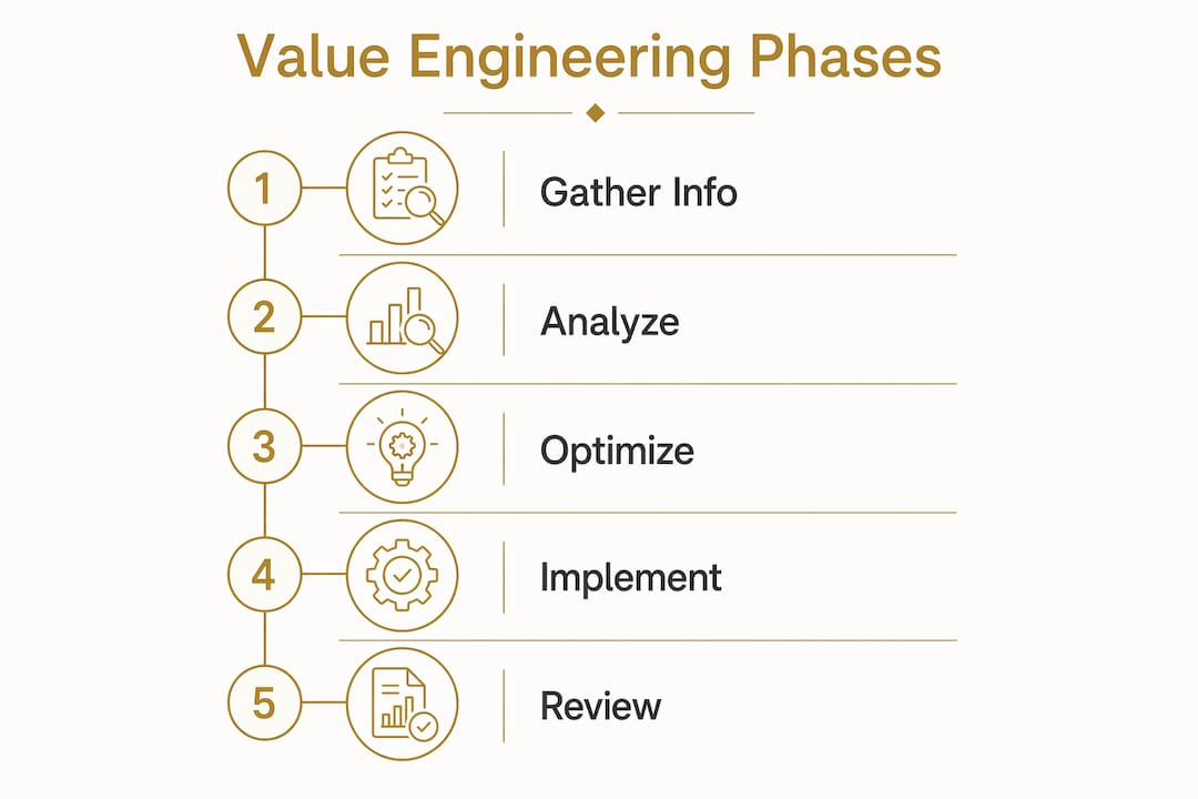 Infographic depicting luxury home value engineering phases