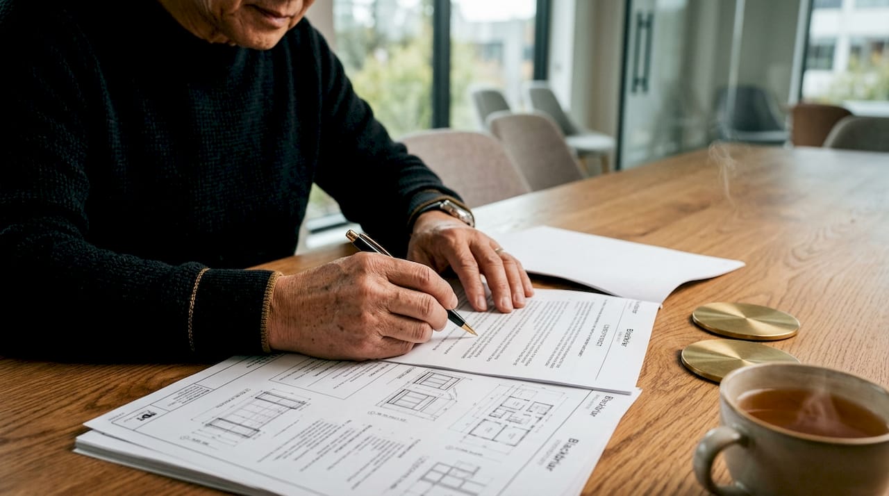 Hands highlighting payment terms in contract